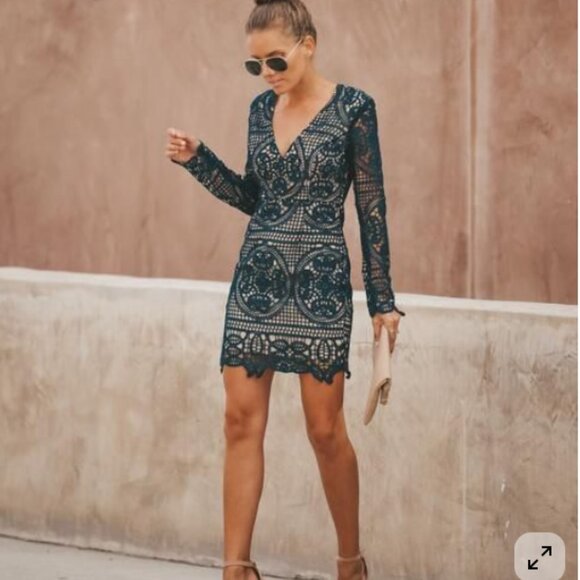 Long Sleeve Crochet Lace Dress - Picture 9 of 9